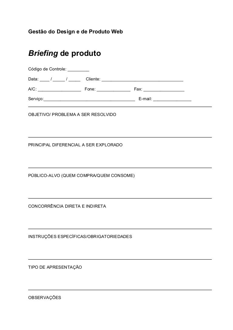 Modelo briefing web