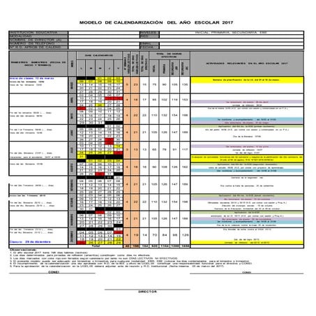 Modelo calendarizacion 2017 