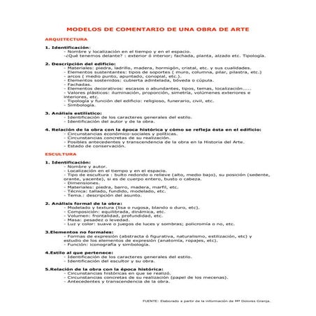 Modelo comentario arte