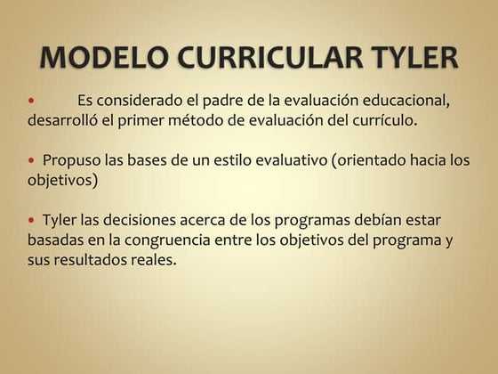 Modelo de evaluación orientada en los objetivos (Ralph Tyler) | PPT