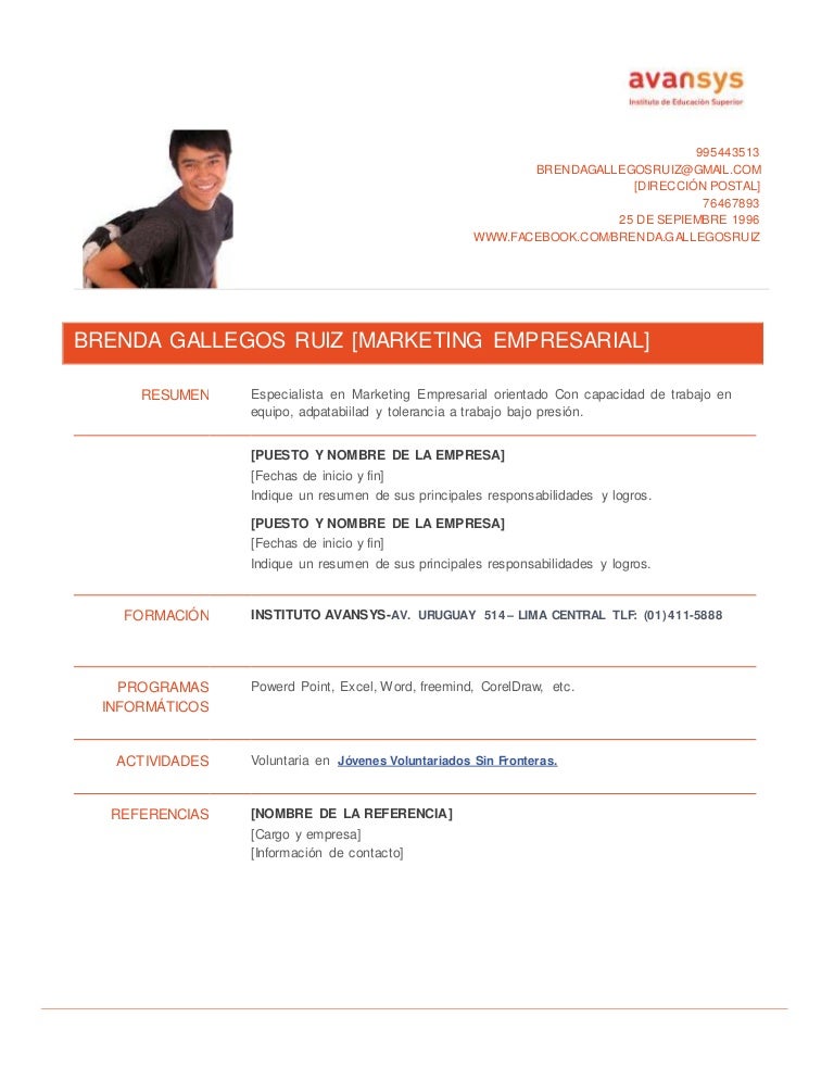 Machote De Curriculum Vitae Machote De Curriculum Vitae