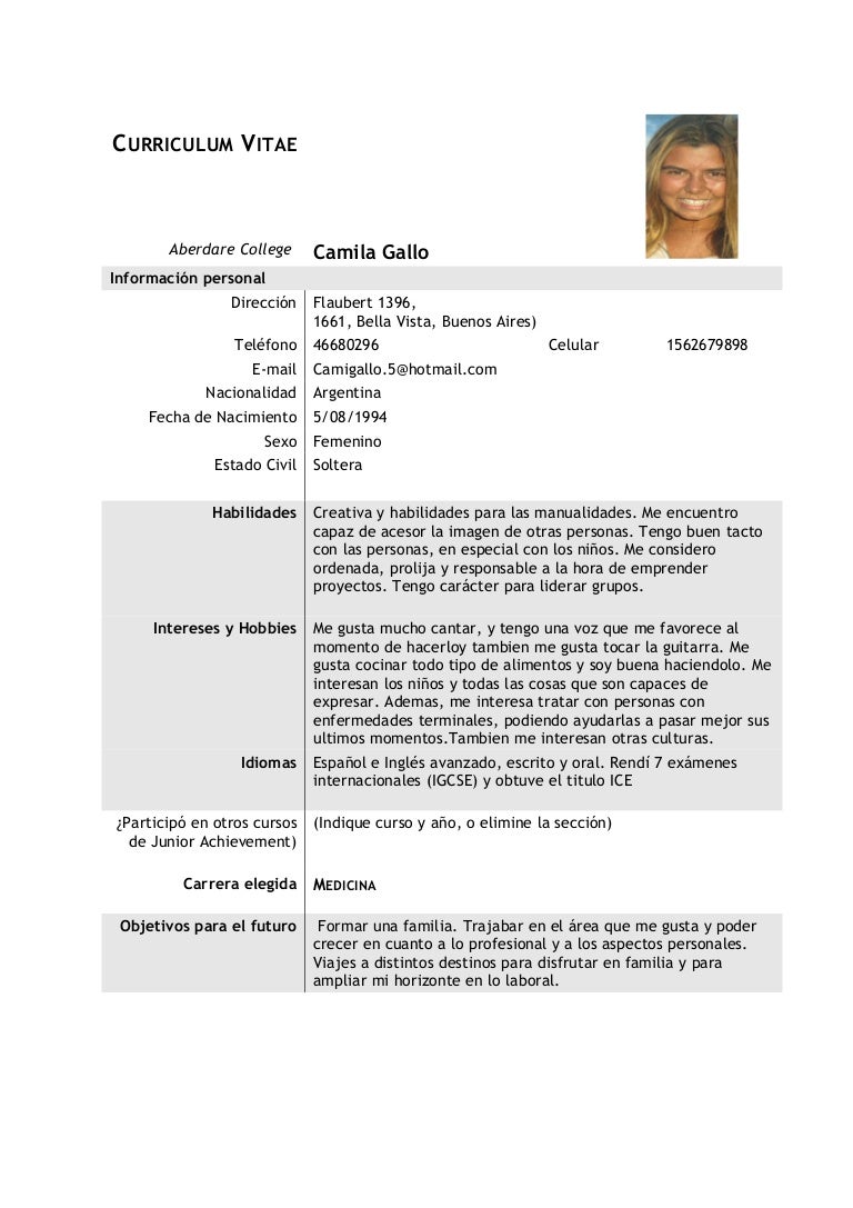 modelo cv gallo modelos de cv