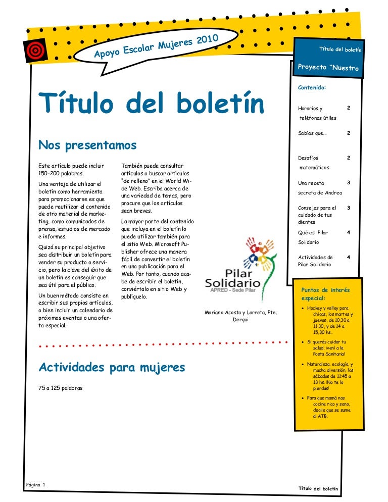 formatos de boletines informativos