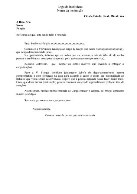 Modelo decartadedemissao