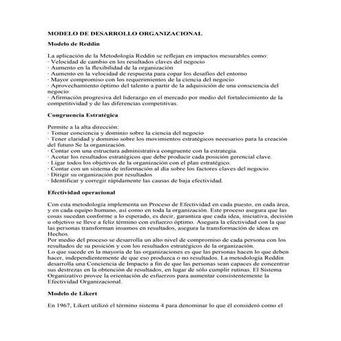 Modelos de desarrollo organizacional | PDF