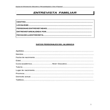 Modelo de entrevista familiar