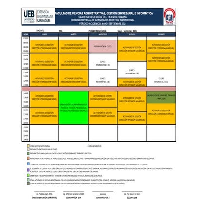 Modelo de horario consolidado gth
