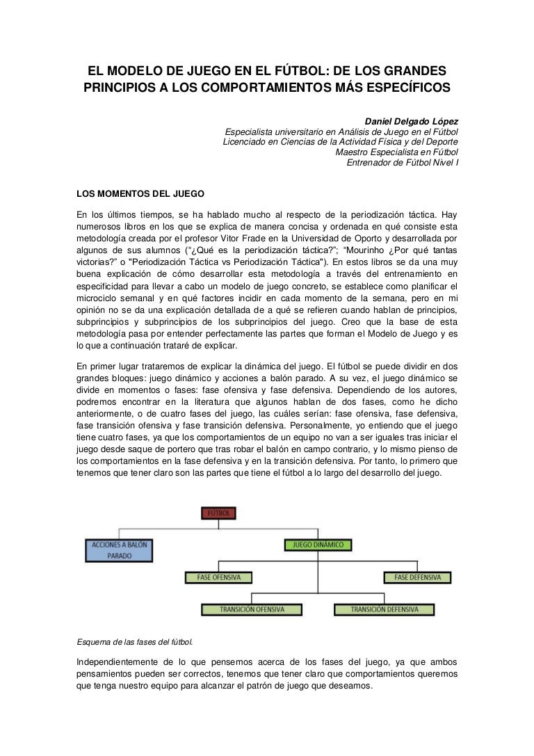 Modelo De Juego De Los Grandes Principios A Otros Mas Especificos