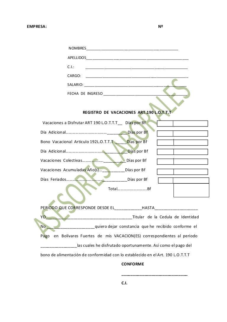 Modelo de libro de vacaciones