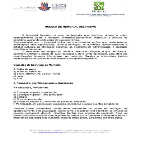 Modelo de memorial_descritivo UNEB | PDF