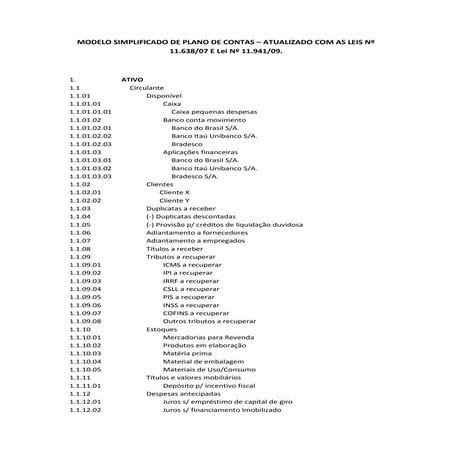 Modelo de plano de contas