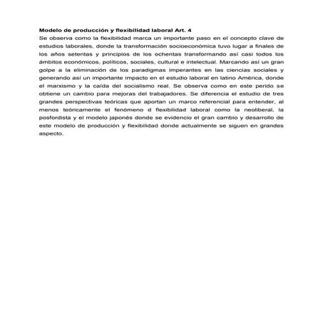 Modelo de producción y flexibilidad laboral art. 4