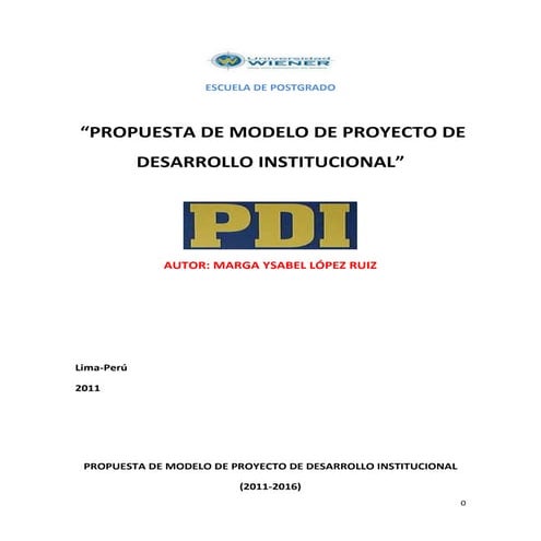 MODELO DE PROYECTO DE DESARROLLO INSTITUCIONAL