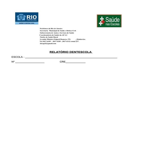 Modelo de relatorio tra   saúde bucal por escola