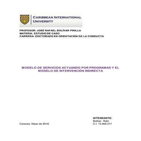 Modelo de servicios y el modelo de intervención indirecta