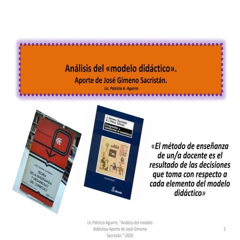 Modelo didáctico según J. Gimeno Sacristán 