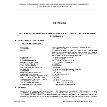 Modelo inf. tecnico adic. obra