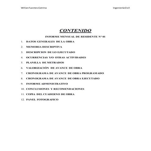 Modelo informe técnico, de obra