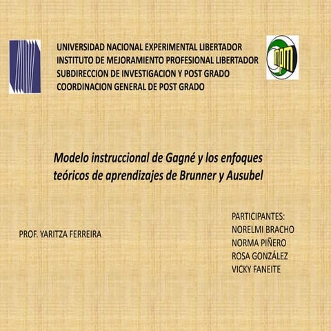 Modelo instruccional de gagne y teorias de aprendizaje 