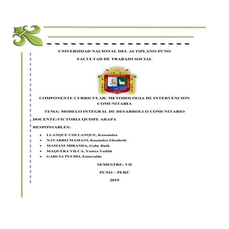 Modelo integral de desarrollo comunitario