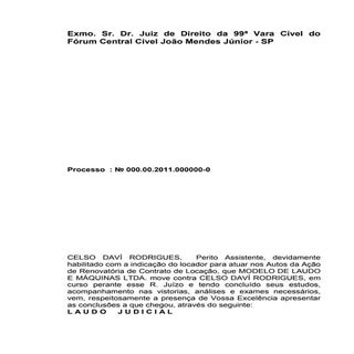 Modelo laudo pericial de ação renov...