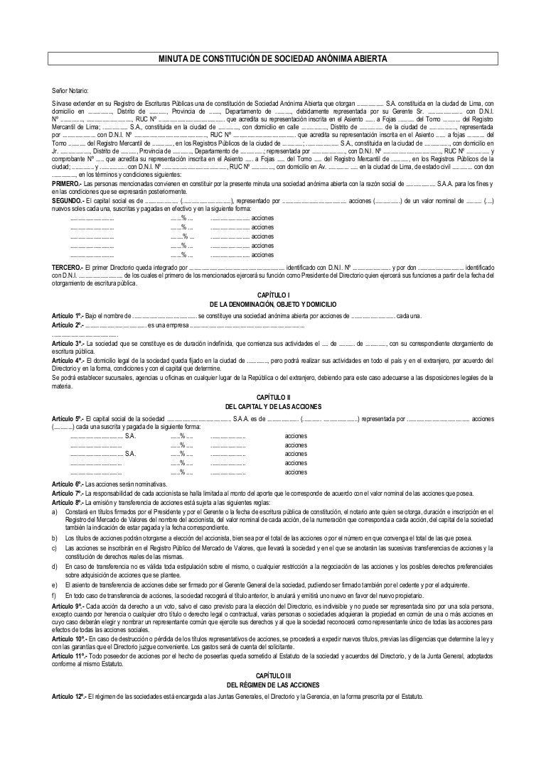 formato para minutas de juntas