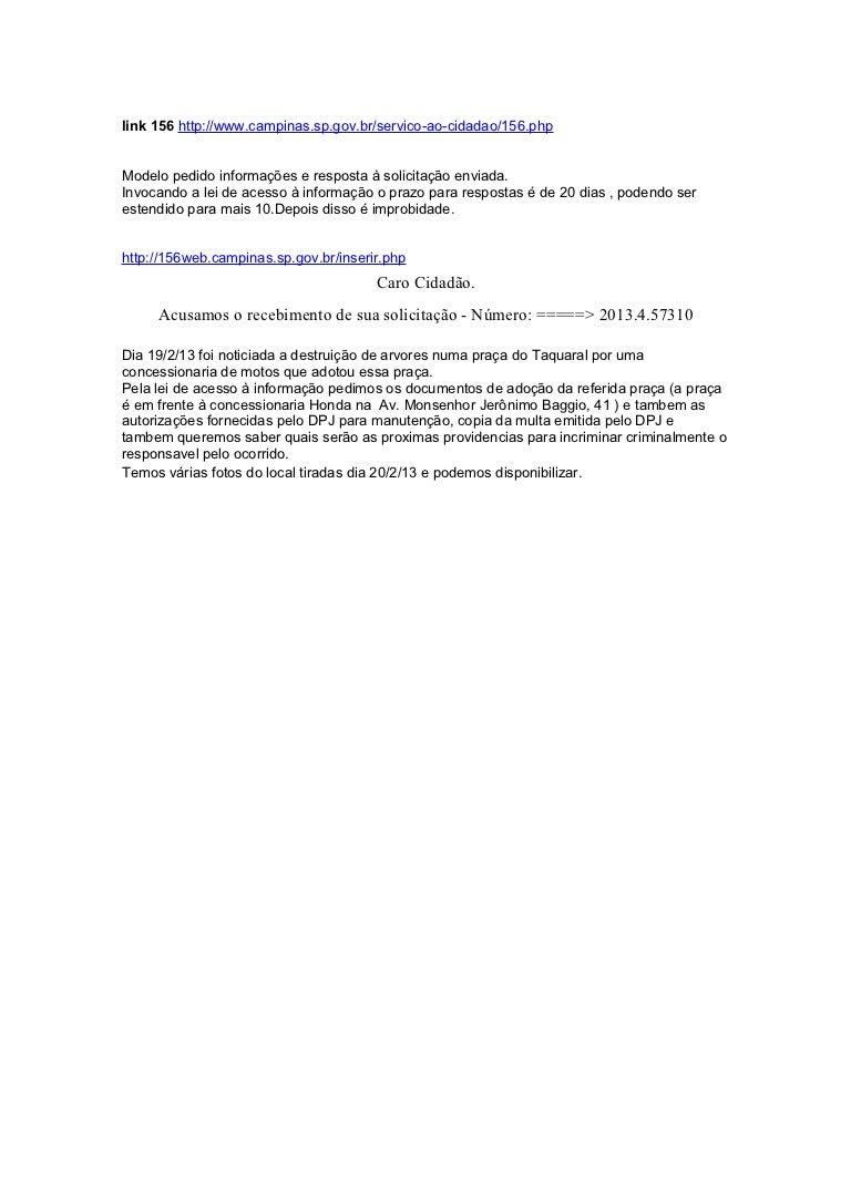 Modelo pedido de informação 156