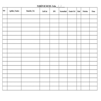 Modelo planilla de socios
