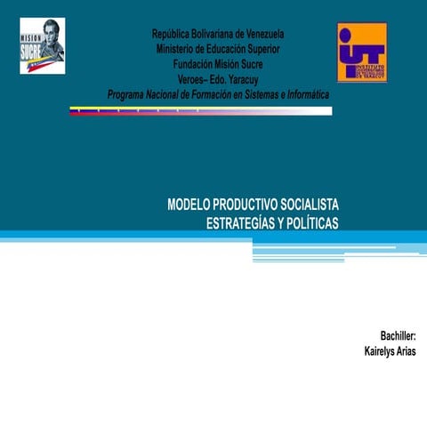 Modelo productivo socialista estrategías y políticas