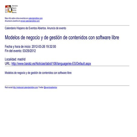 Modelos de negocio y de gestión de contenidos con software libre
