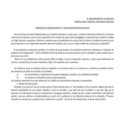 Modelos de asesoramiento lectura nieto