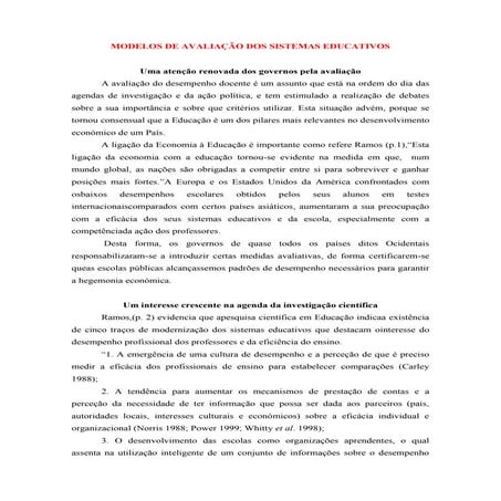 Modelos de avaliação dos sistemas educativos