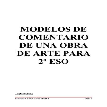 Modelos de comentario de una obra de arte 2 eso