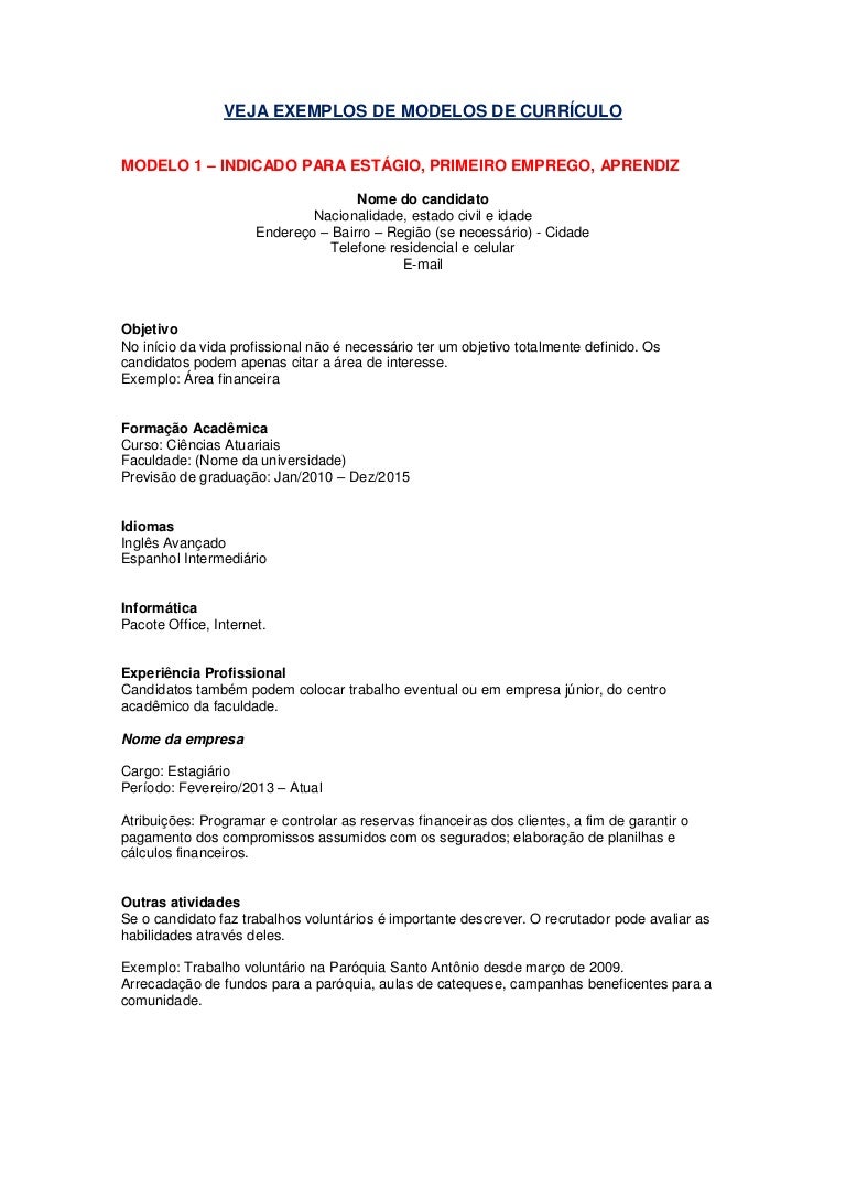 MODELO 1 INDICADO PARA EST GIO PRIMEIRO EMPREGO APRENDIZ