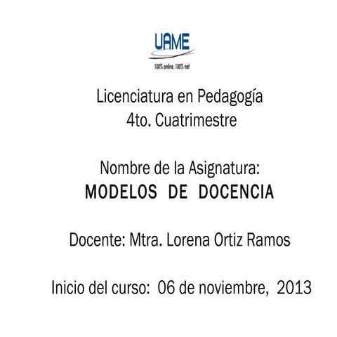Modelos de docencia ppt encuadre yl. sesión 1