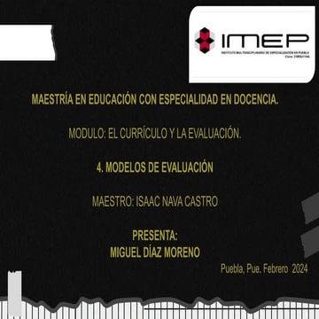 PRESENTACION DE LOS MODELOS DE EVALUACION | PPTX