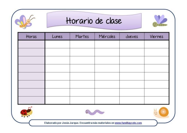 Modelos de horarios escolares