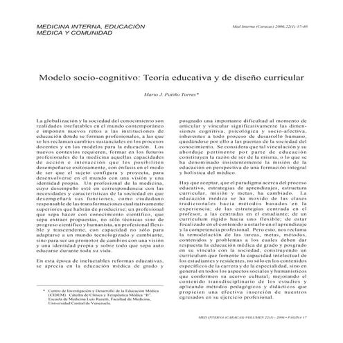 Modelo socio cognitivo teoria educ