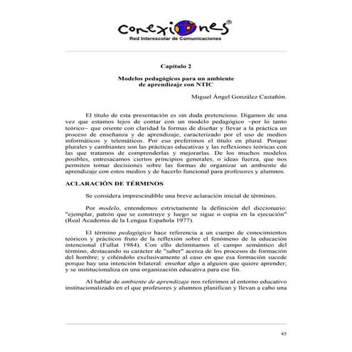 Modelos pedagógicos para un ambiente de aprendizaje con NTIC