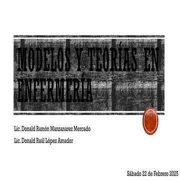 Modelos y teorías de enfermería en salud