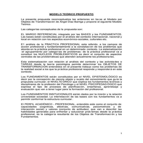 Modelo teorico propuesto del perfil profesional