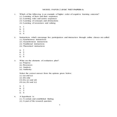 Model paper 2 (UGC NET Paper-1) Questions with Answers | PDF