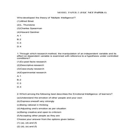 Model paper 3 (UGC NET Paper-1)
