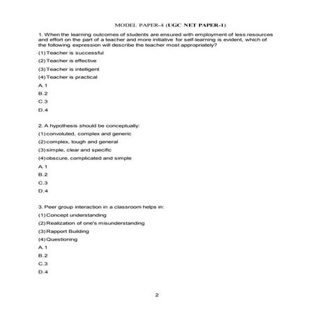 Model paper 4 (UGC NET Paper-1)