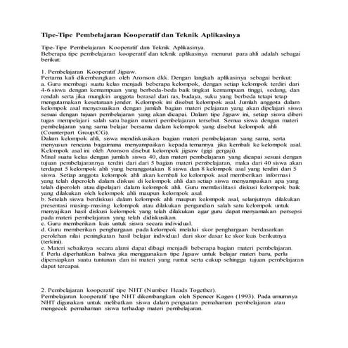Model pembelajaraan kooperatif