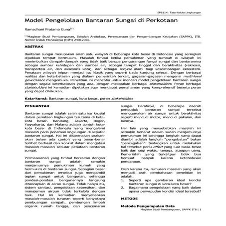 Model pengelolaan bantaran sungai perkotaan | DOCX