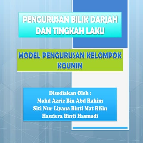 Model pengurusan kelompok kounin