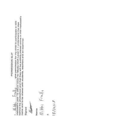 Model permiswsion slip filled out