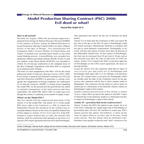 Model Production Sharing Contract 2008 | PDF