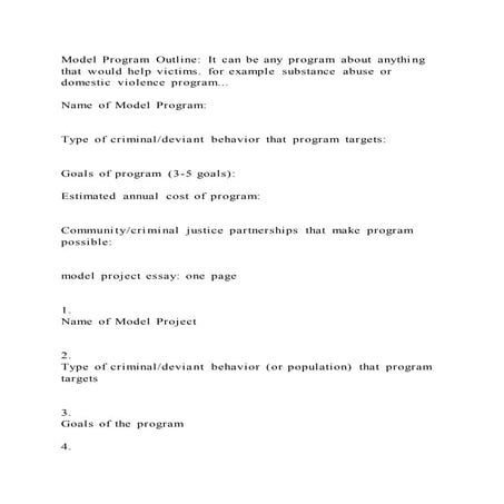 Model Program Outline It can be any program about anything that wou | PDF image.